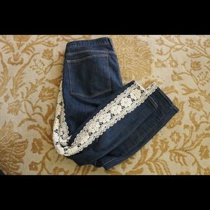J. Crew Stretch Toothpick Lace Redesigned Jeans !